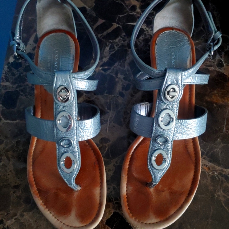 Coach Vicky Sandals Sz 8 Preowned Silver